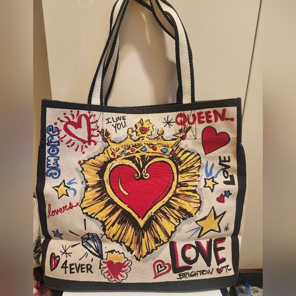 NWT Brighton "Queen Of Love" Large Canvas Tote Bag Retail $125 - Picture 5 of 12